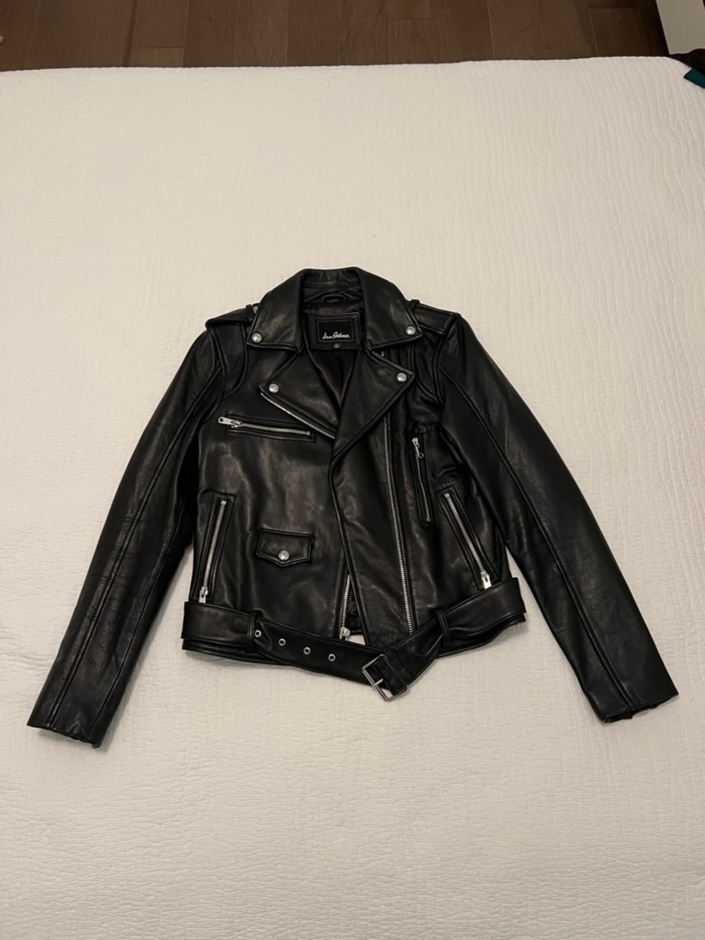 Sam Edelman 100% Black Leather Biker Jacket with Silver Hardware